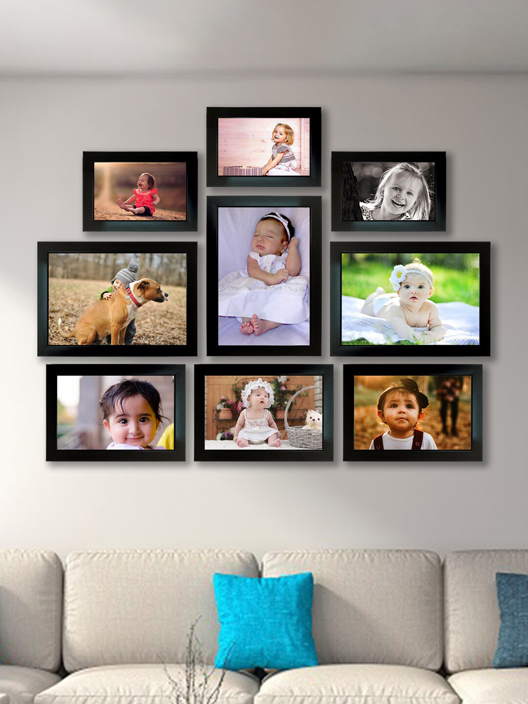 Kuber Industries Set Of 9 Black Collage Photo Frames