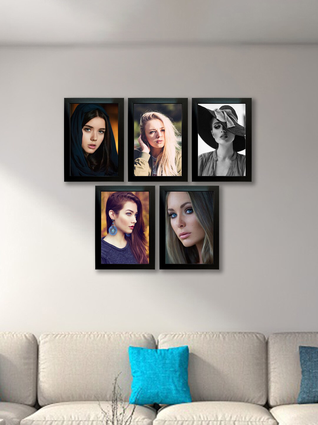 Kuber Industries Set Of 5 Black Collage MDF Wooden Photo Frames