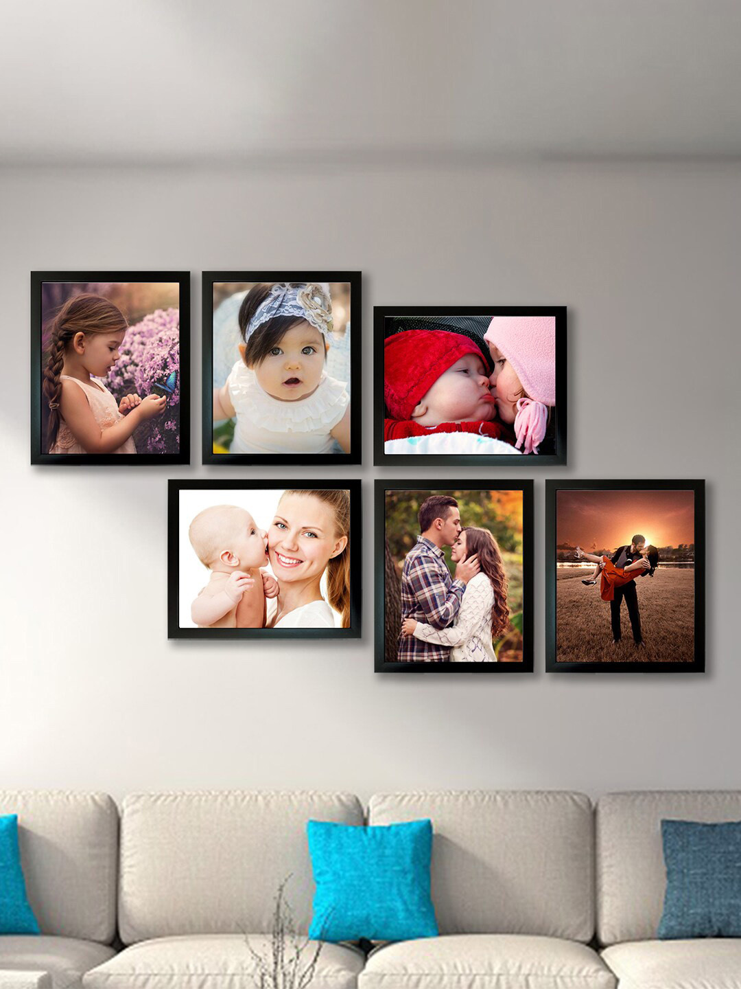 Kuber Industries Set Of 6 Black Collage Wall Photo Frames