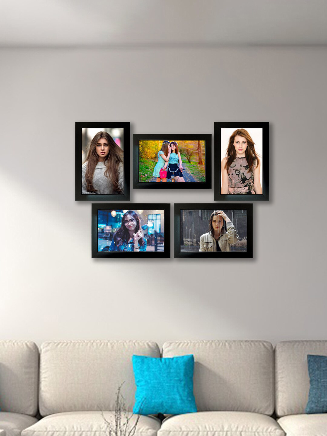 Kuber Industries Set Of 5 Black Collage Photo Frames