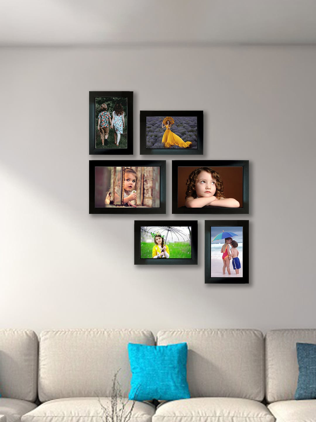Kuber Industries Set Of 6 Collage Black Wall Photo Frames
