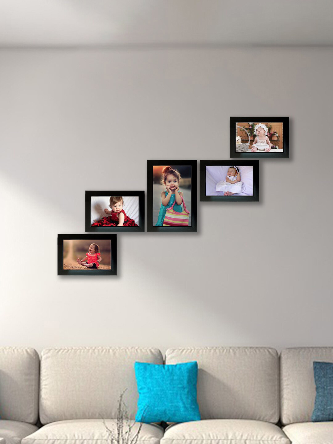 Kuber Industries Set Of 5 Black Collage Photo Frames