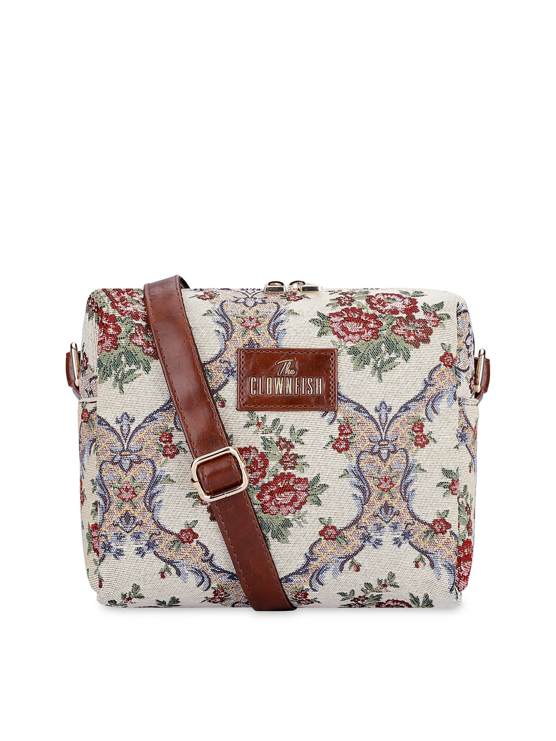 THE CLOWNFISH Adelina Floral Printed Cotton Sling Bag Handbags