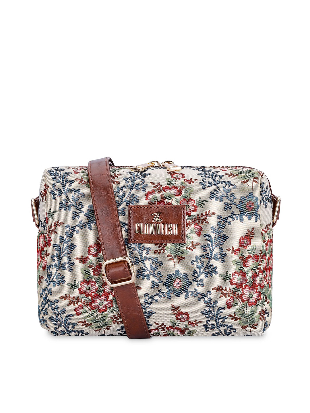 THE CLOWNFISH Adelina Floral Printed Cotton Sling Bag Handbags