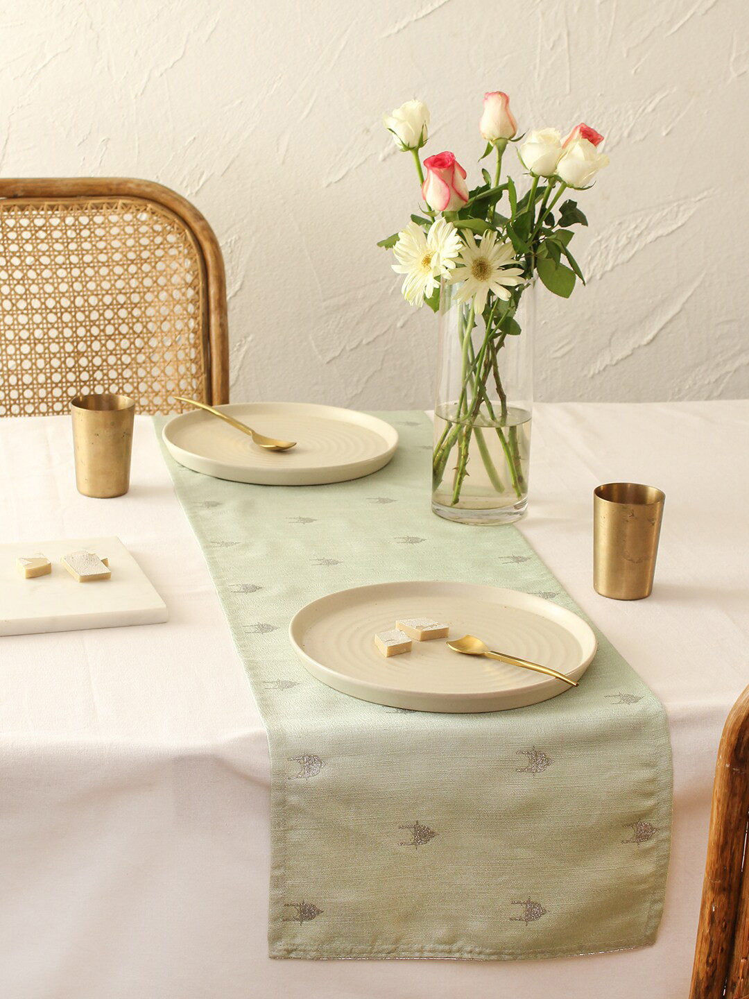 House This Grey Ethnic Motif Embroidered Table Runners