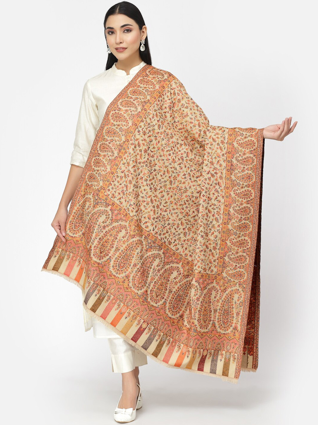 Anekaant Paisan Women Single Kaani Paisely Woven Design Shawl