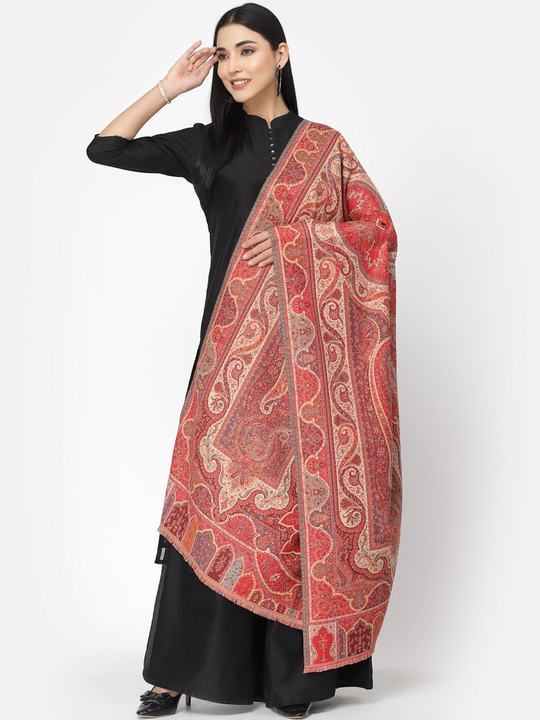 Anekaant Paisan Women Double Beam Kaani Paisely Woven Design Shawl