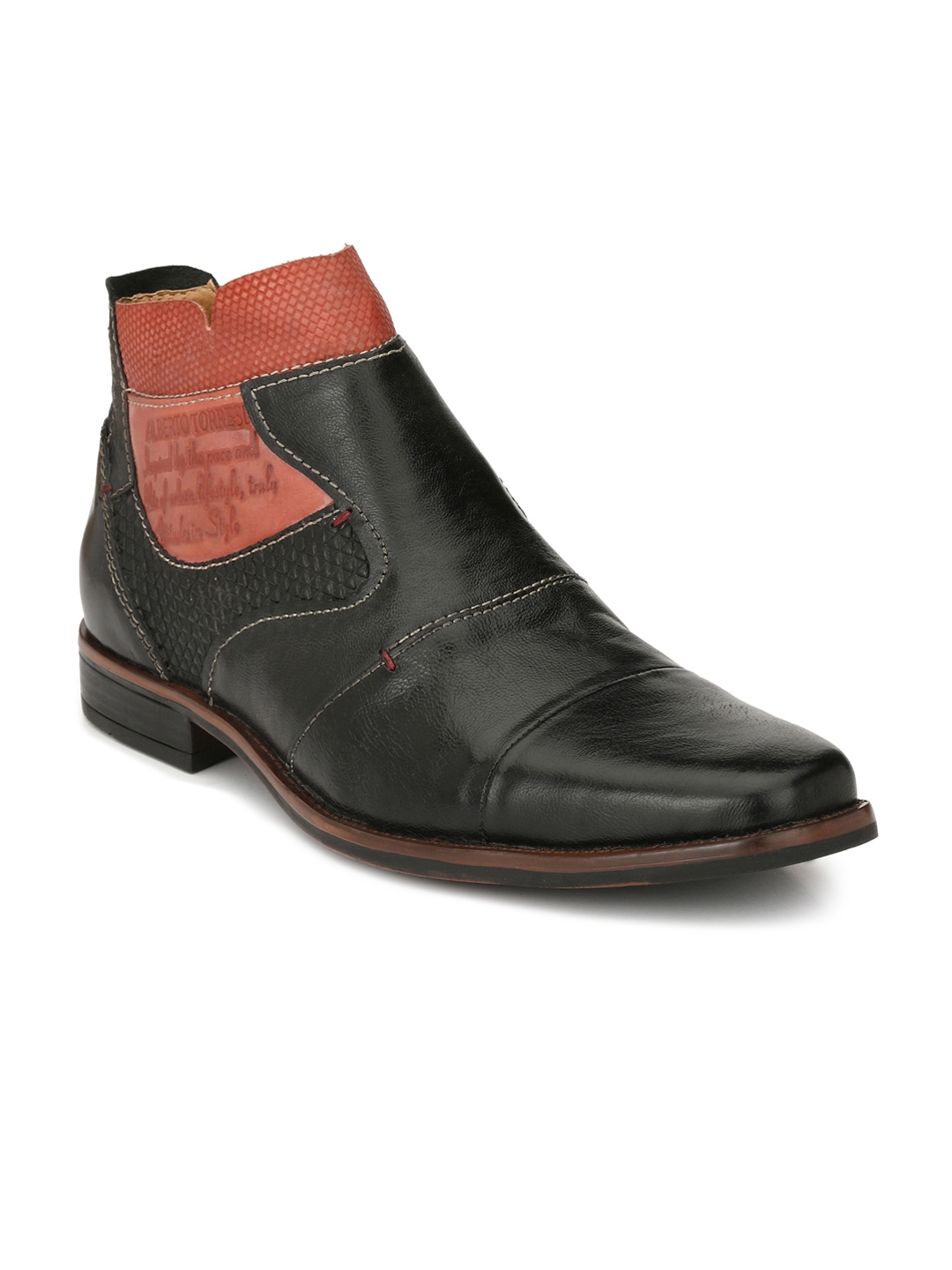 Alberto Torresi Men Black Solid Synthetic Leather High Top Flat Boots