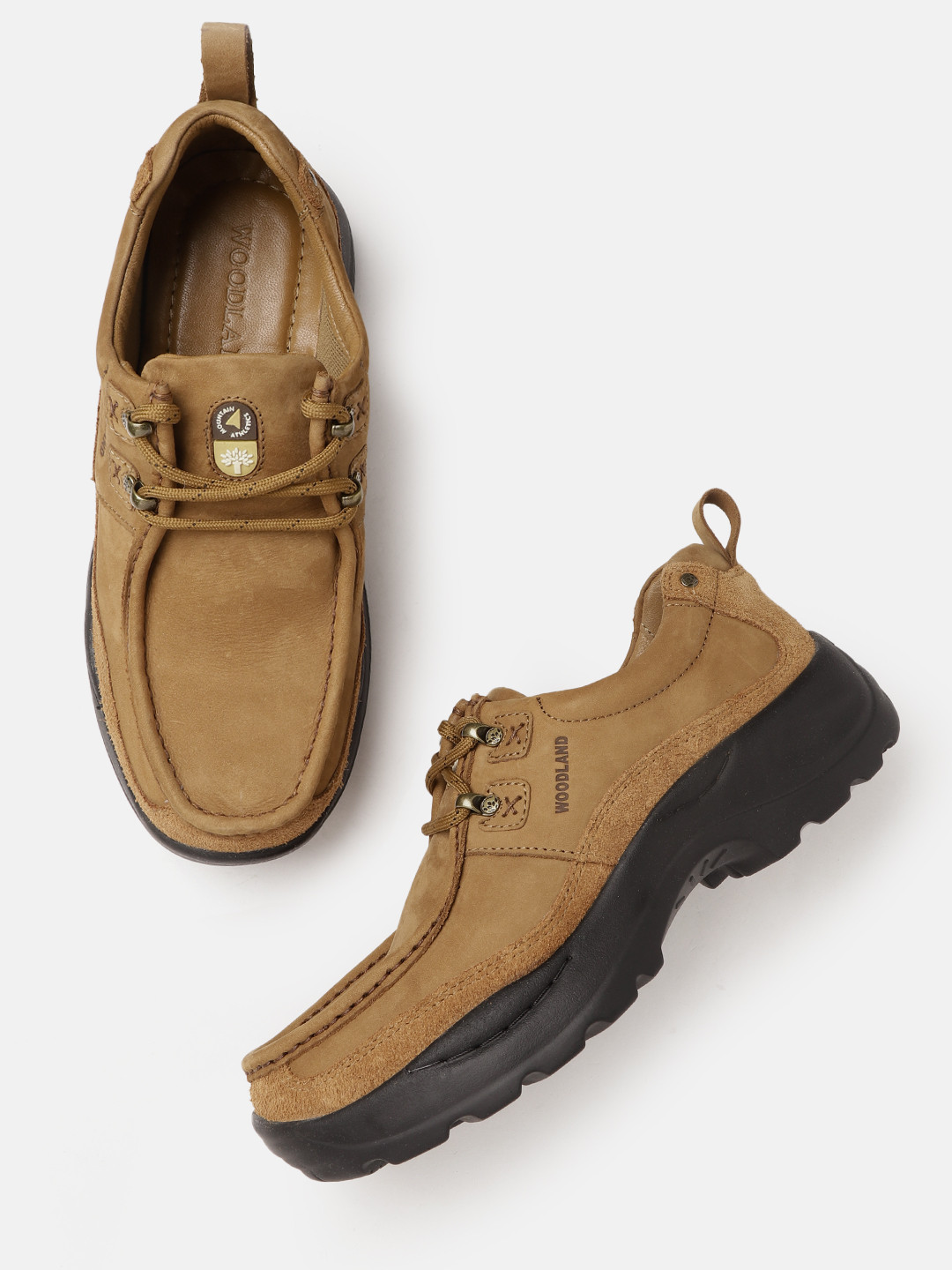 Woodland Men Round-Toe Leather Derbys