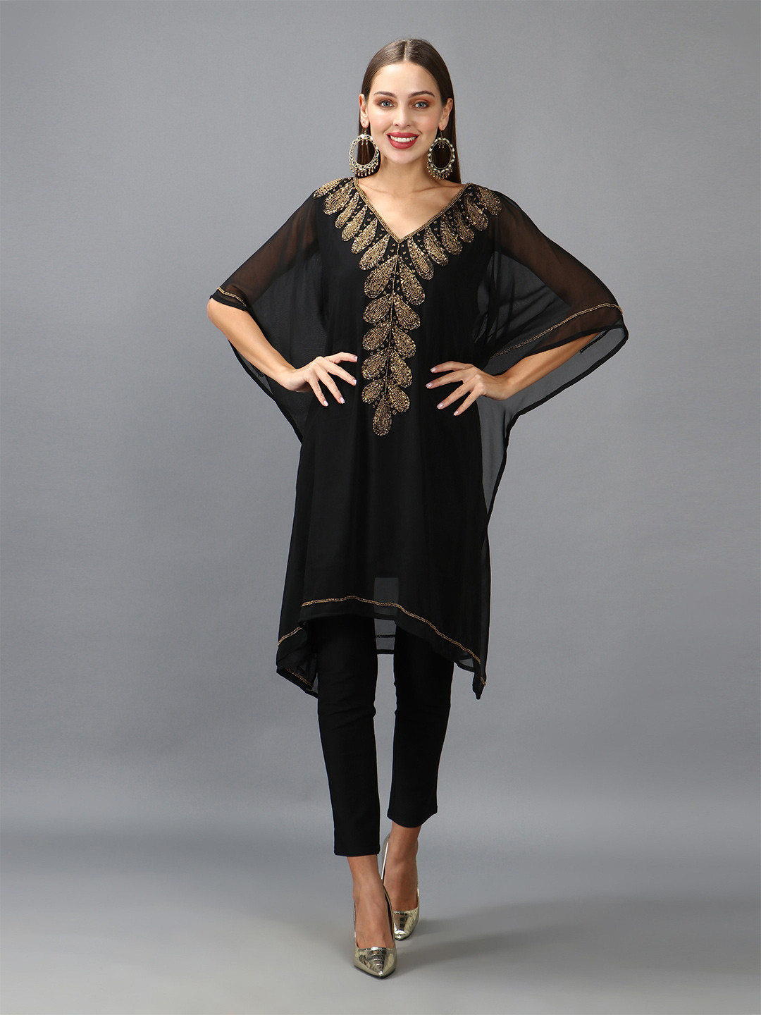 DEBONATELLA V Neck Kaftan Dress