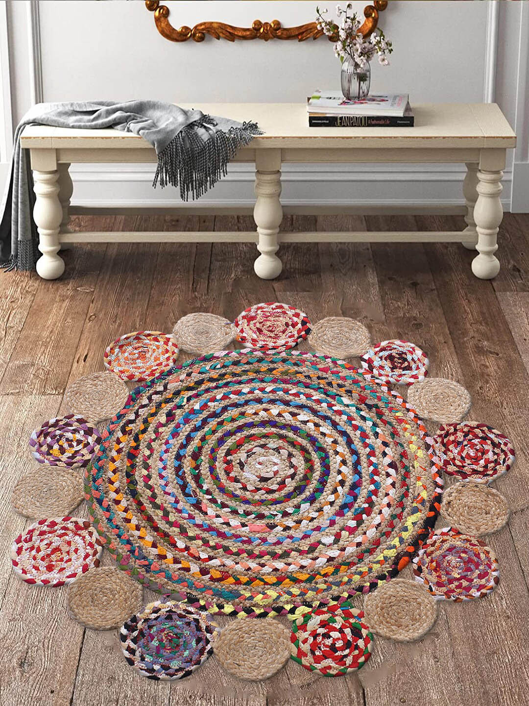 Kuber Industries Brown Braided Jute Anti-skid Carpet