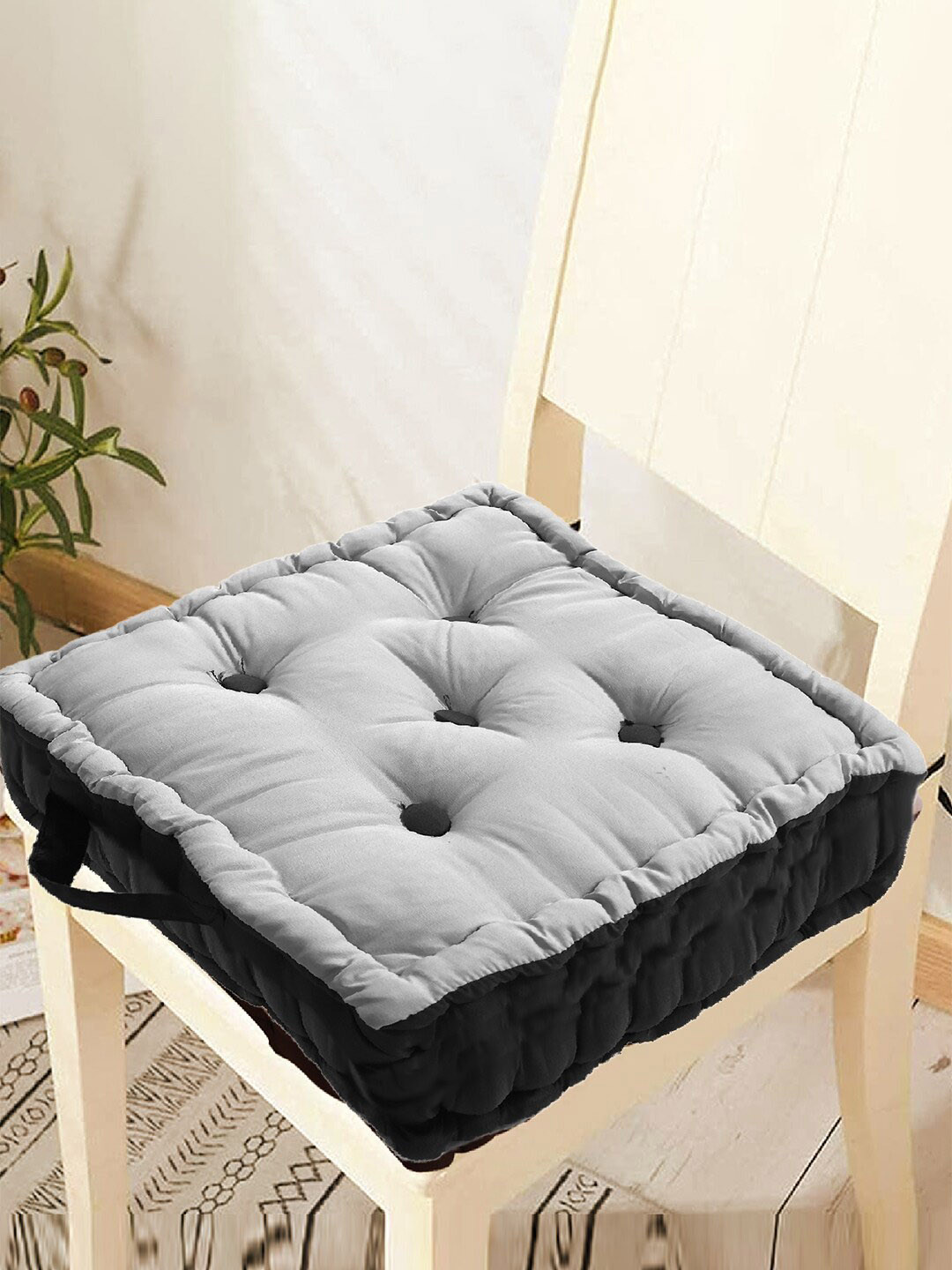 Kuber Industries Set Of 4 Square Microfiber Cotton Chair Pad