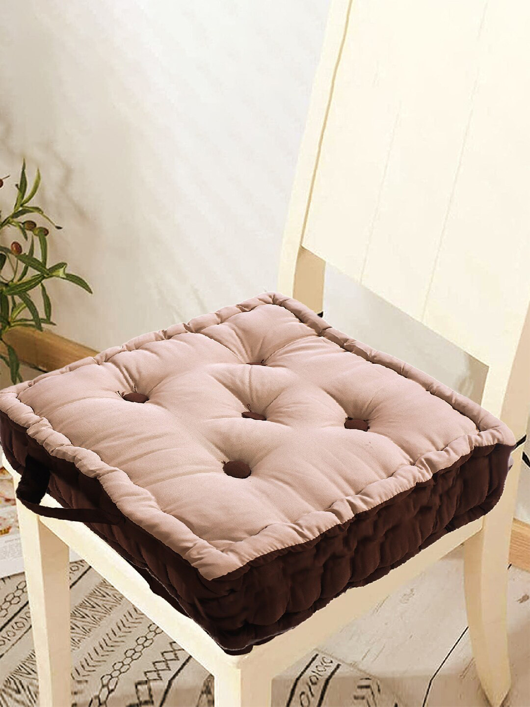 Kuber Industries Set Of 3 Microfibre Cotton Comfortable Seat Square Cushion Chair Pads