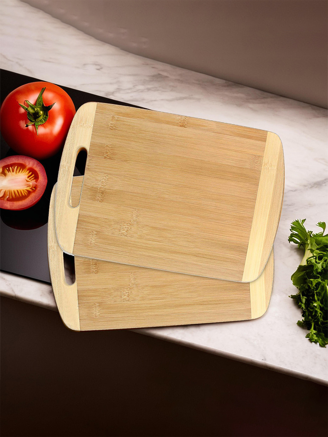 Kuber Industries Pack of 2 Brown Wooden Slicing & Kitchen Chopping Board