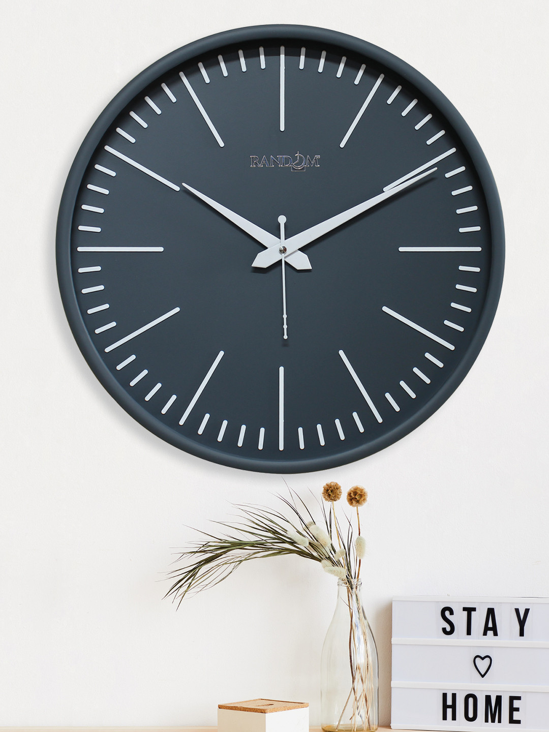RANDOM Embossed Grey & White Printed Contemporary Wall Clock