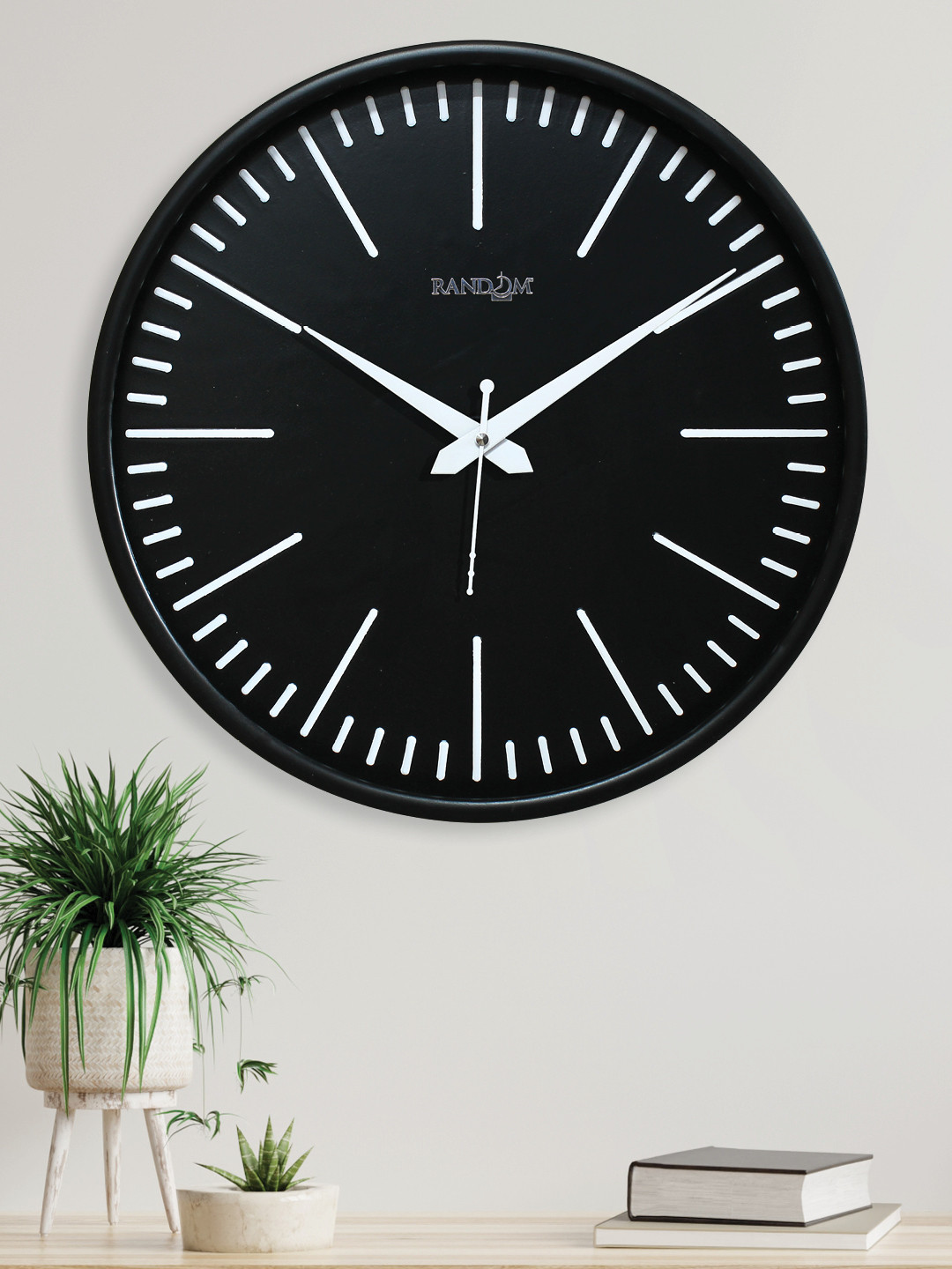RANDOM Embossed Black & White Printed Contemporary Wall Clock