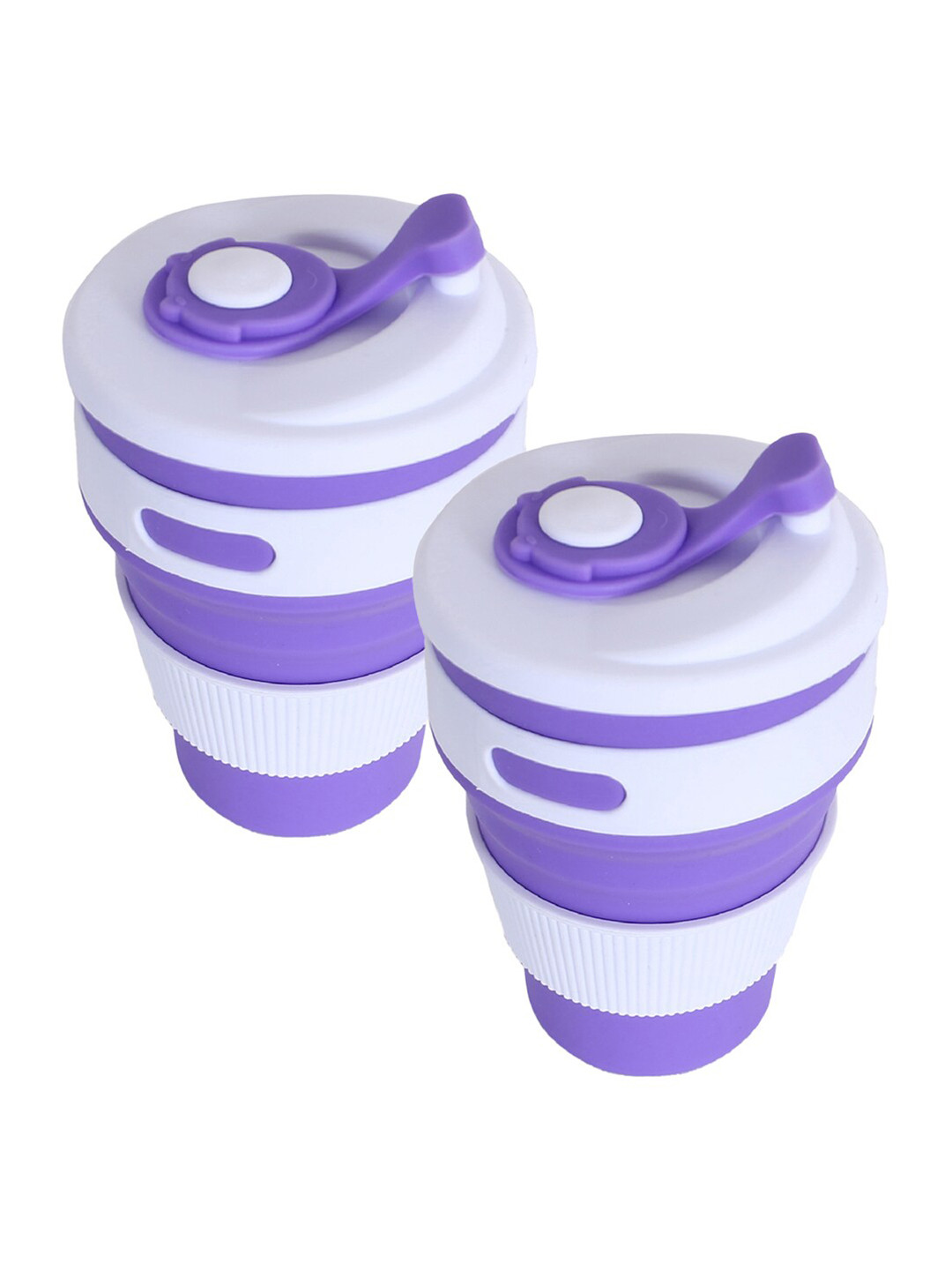 Kuber Industries Love Purple Silicone Dishwasher Safe 2 Piece Mugs-350ml