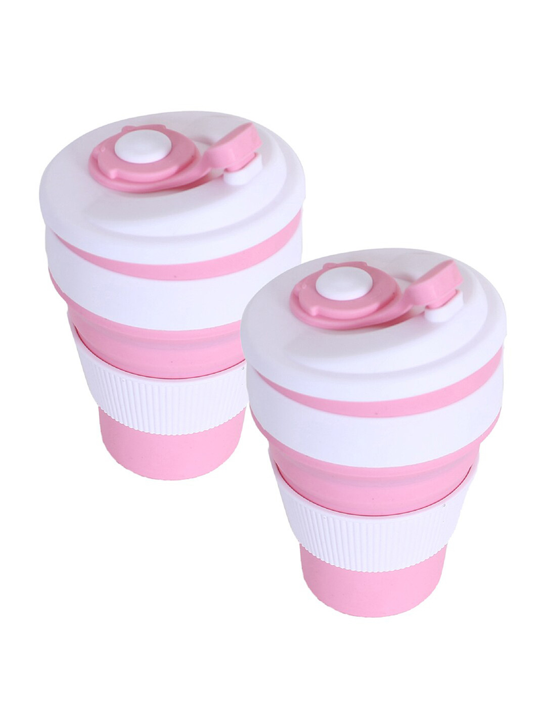 Kuber Industries Printed Thank U Pink Silicone Handmade 2 Piece Mug with Lid-350ml