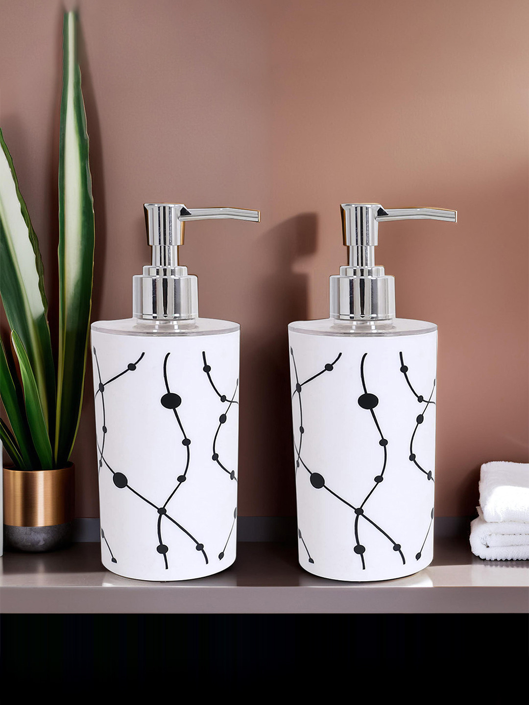 Kuber Industries Set Of 2 Printed Liquid Soap Dispenser 300 ML