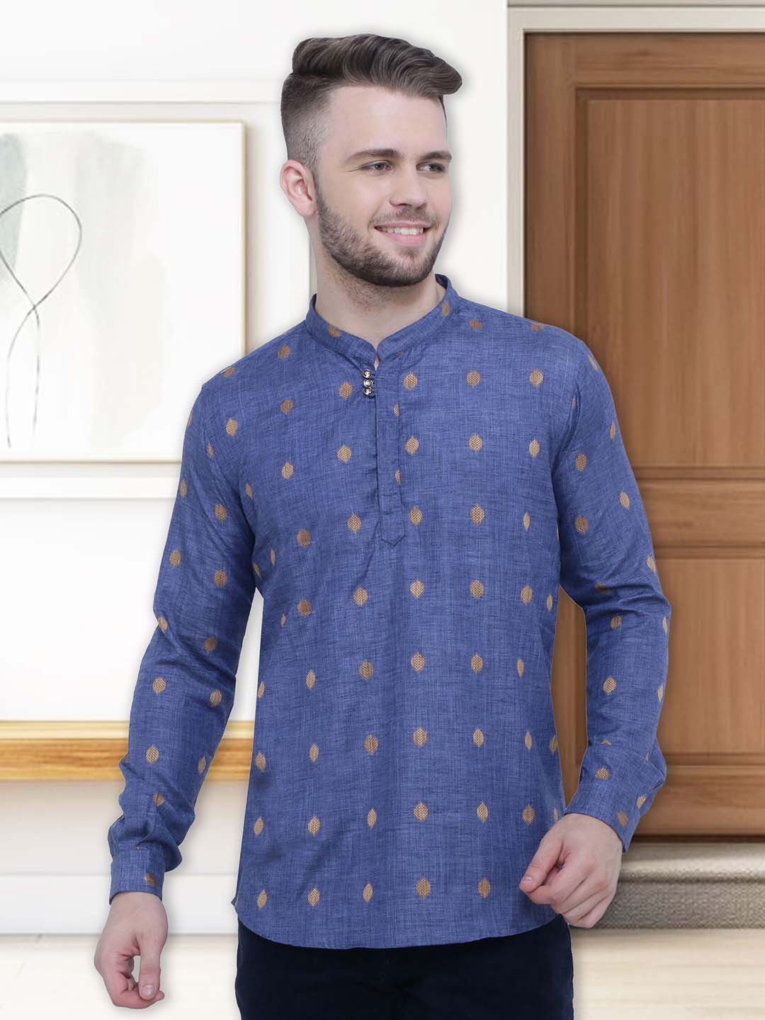 Kuons Avenue Geometric Indigo Kurta
