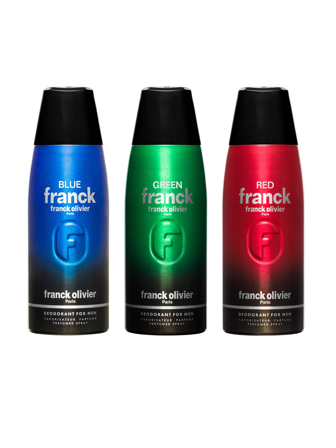 Franck Olivier Set Of 3 Deodorant Spray - Blue Green Red 250 ml Each