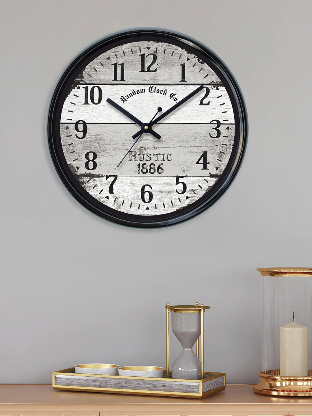 RANDOM Natural Black & Grey Textured Contemporary Wall Clock