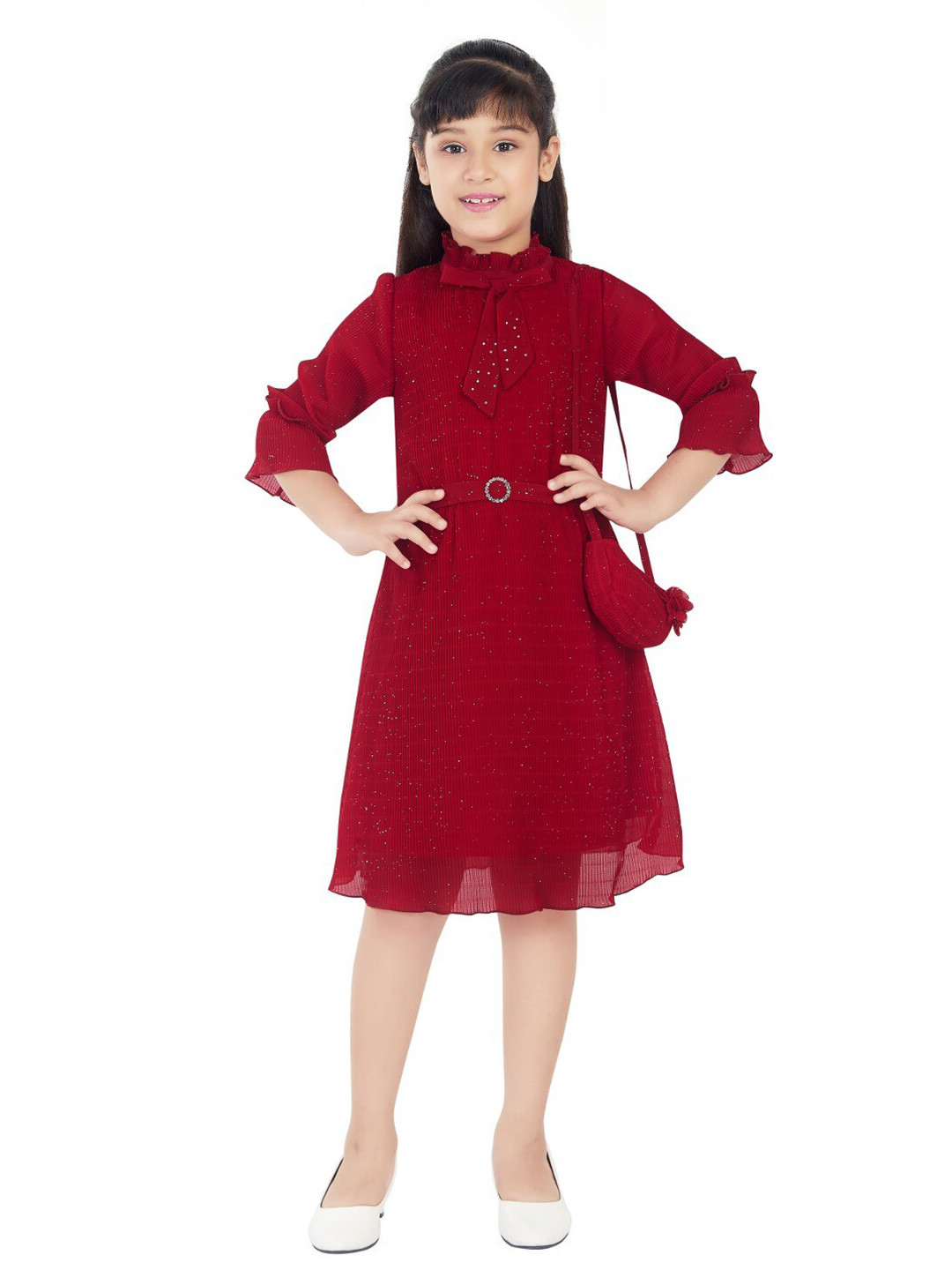 Peppermint Girls High Neck Fit And Flare Dress