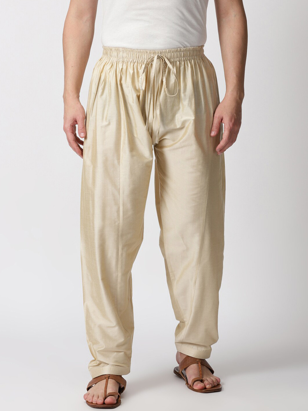 Saffron Threads Men Art Silk Loose Fit Pathani Salwar