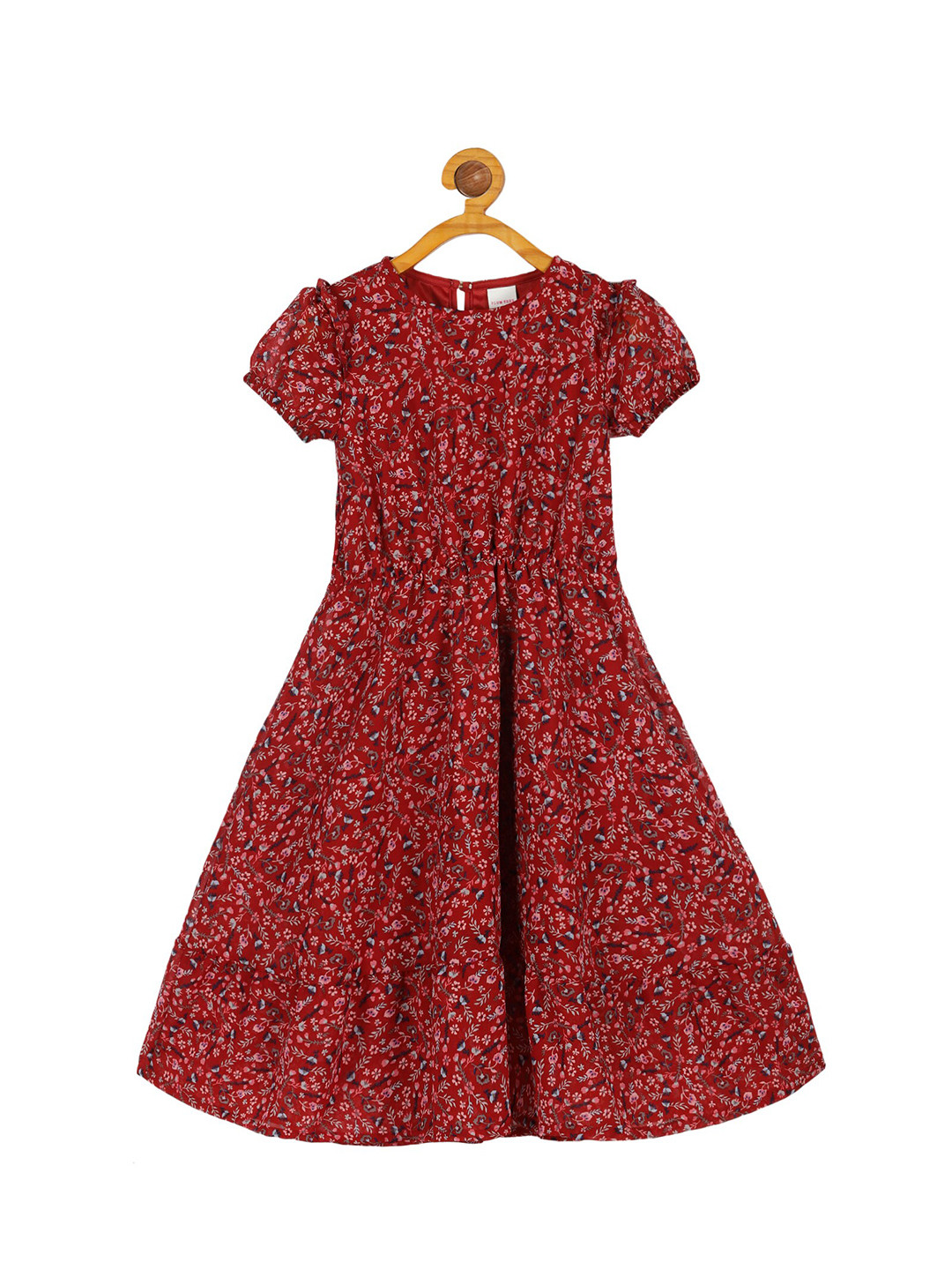 PLUM TREE Red Floral Net Dress