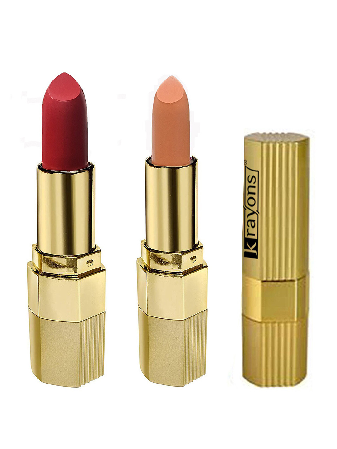 krayons Desire Matte Set Of 2 Lipstick 3.5 g Each Scarlet Red 303 - Nude Caramel 306