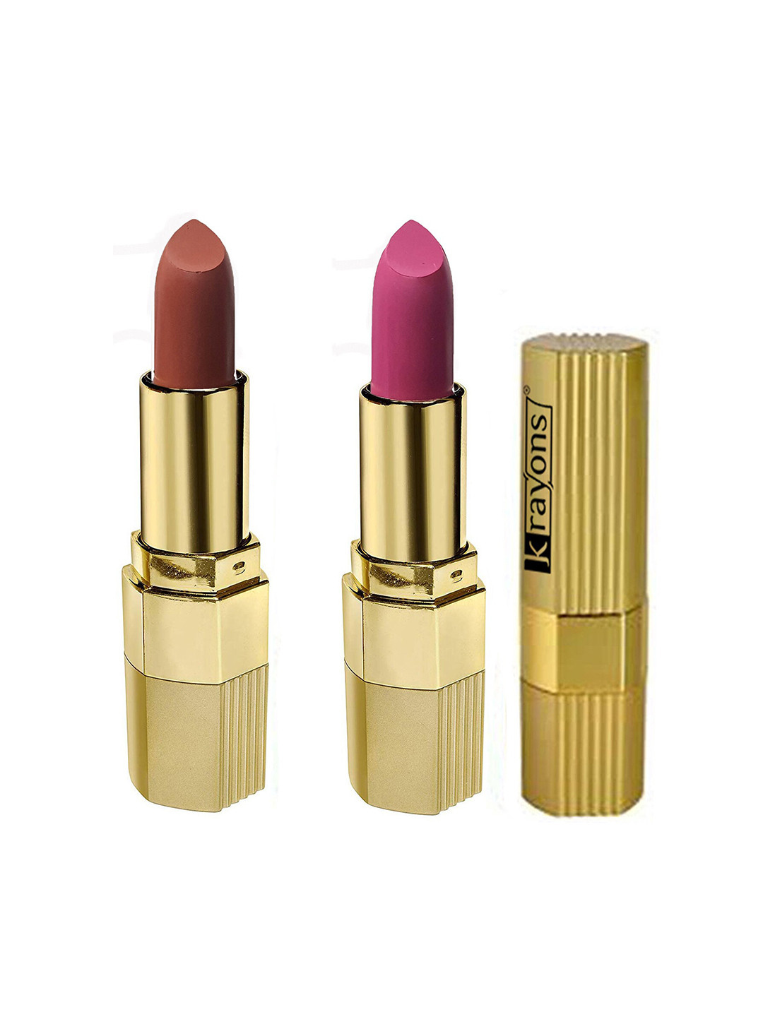 krayons Set of 2 Desire Matte Lipstick 3.5 g each - Caramel Brown 301 & Pink Mulbery 302