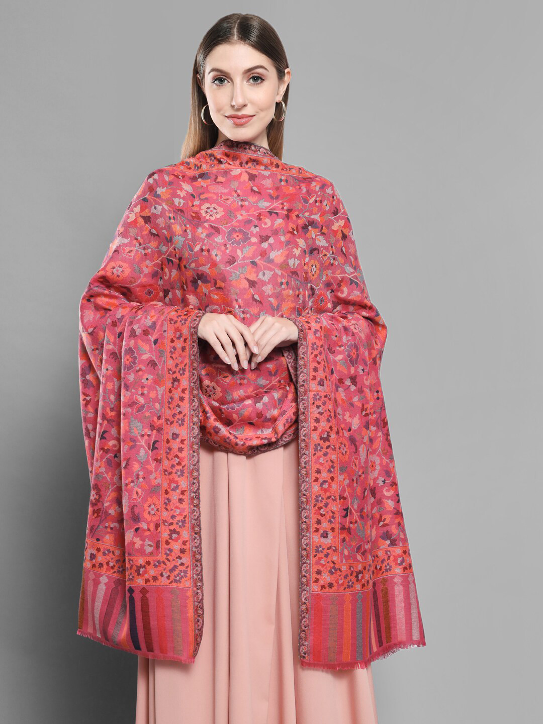 Zamour Woven-Design Pure Wool Soft Shawl