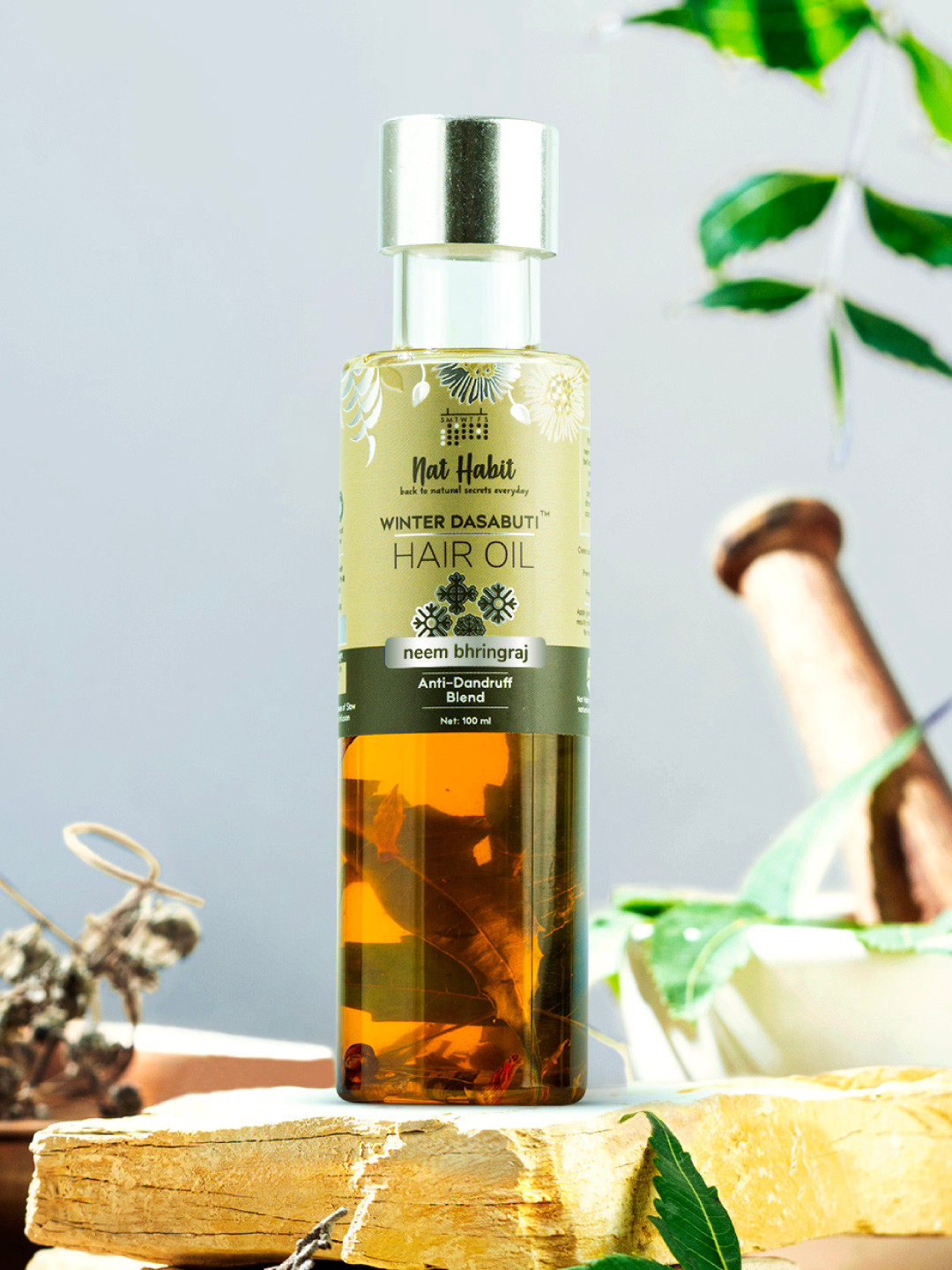 Nat Habit Neem Bhringraj Winter Dasabuti Hair Oil for Anti Dandruff - 100 ml