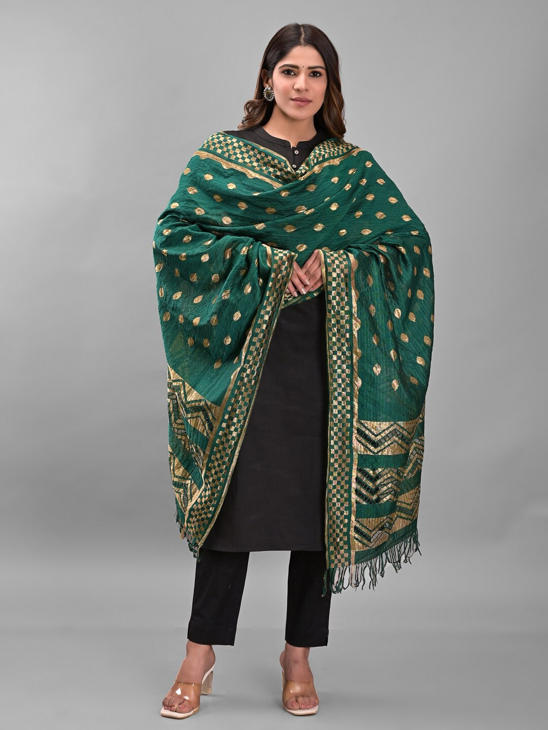 Apratim Woven Design Silk Shibori Dupatta With Zari