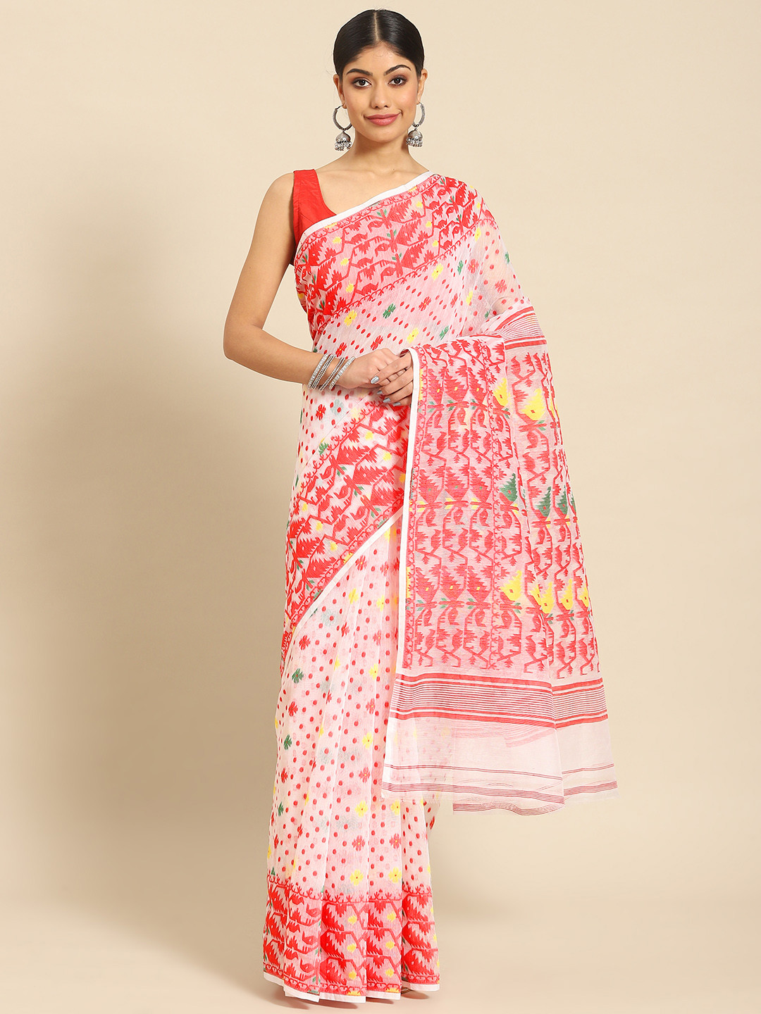 ADITRI Handloom Silk Cotton Jamdani Saree