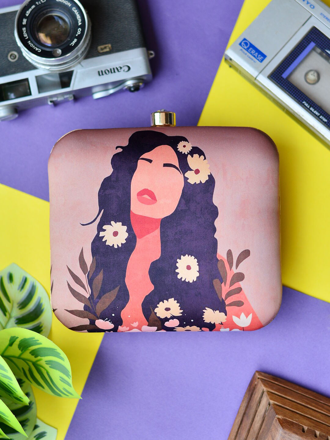 ARTKLIM Printed Buckle Detail Box Clutch