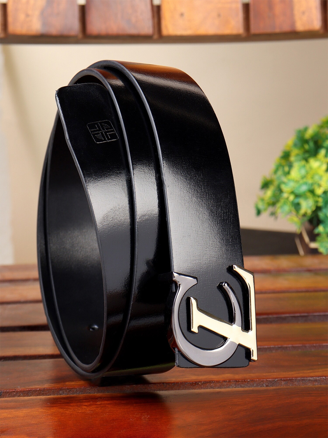 LOUIS STITCH Men Black Leather Formal Belt