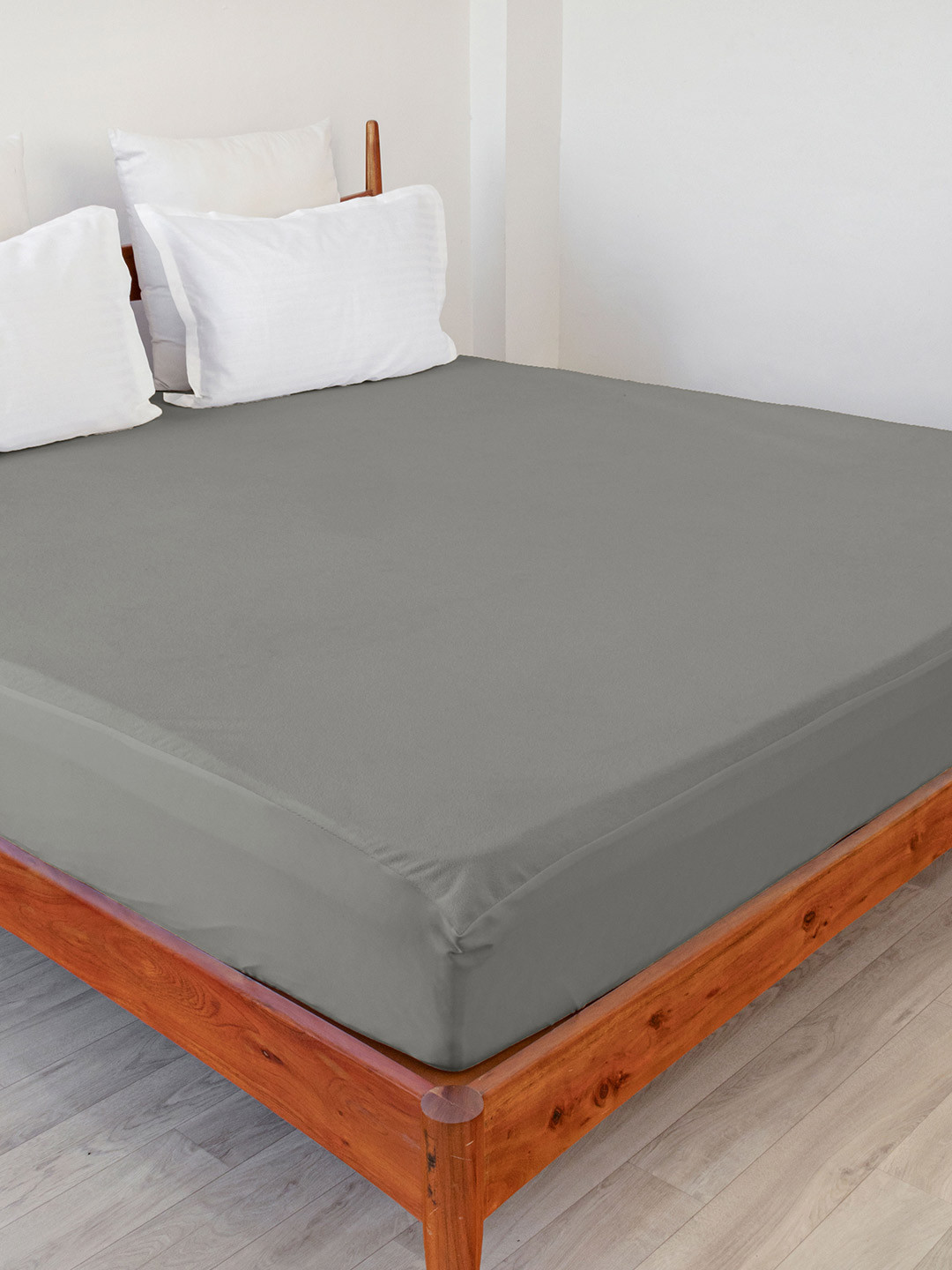 HOMEMONDE Grey King Size Terry Cotton Waterproof Mattress Protector
