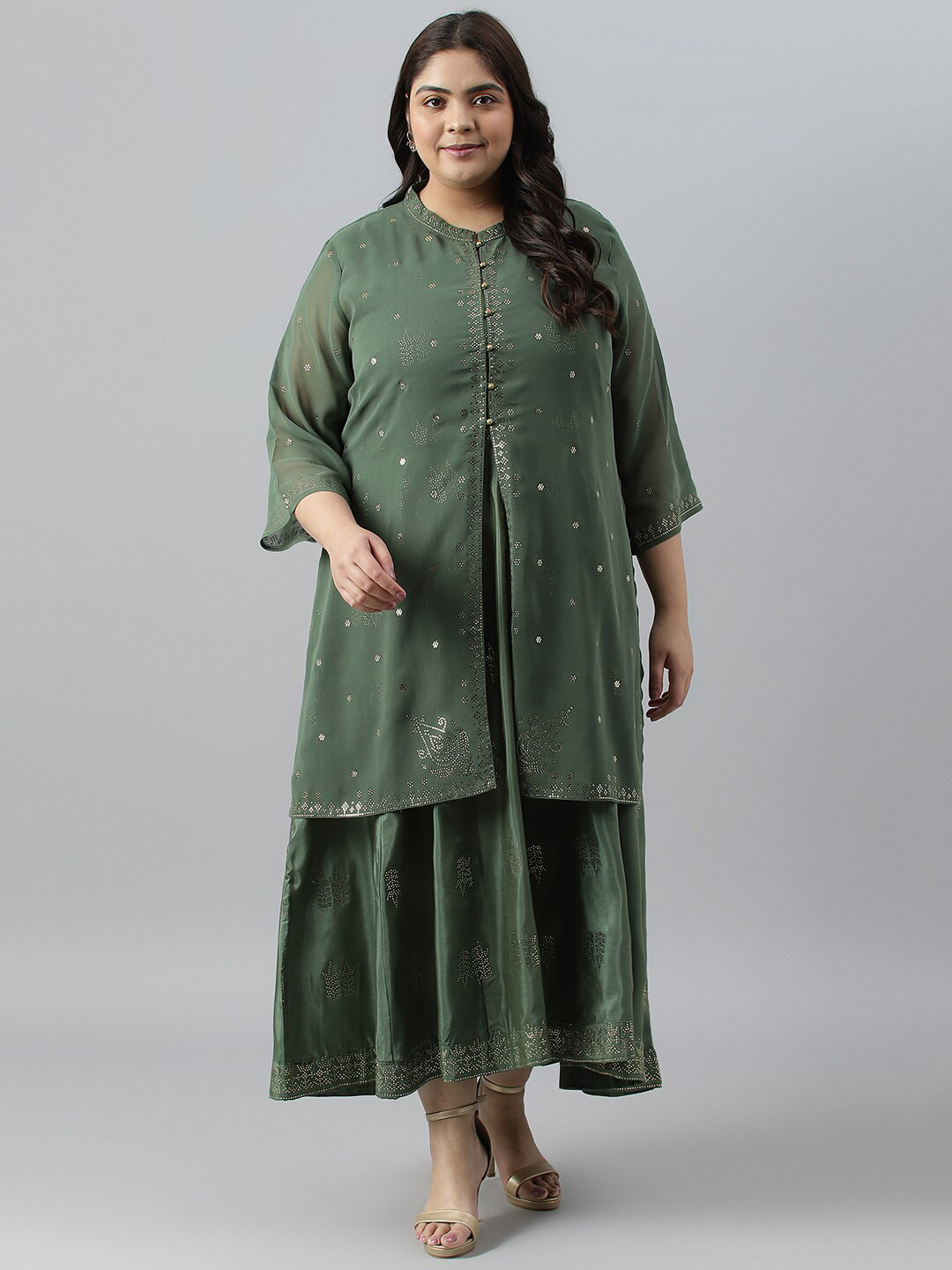 W Plus Size Ethnic Motifs Maxi Ethnic Dress