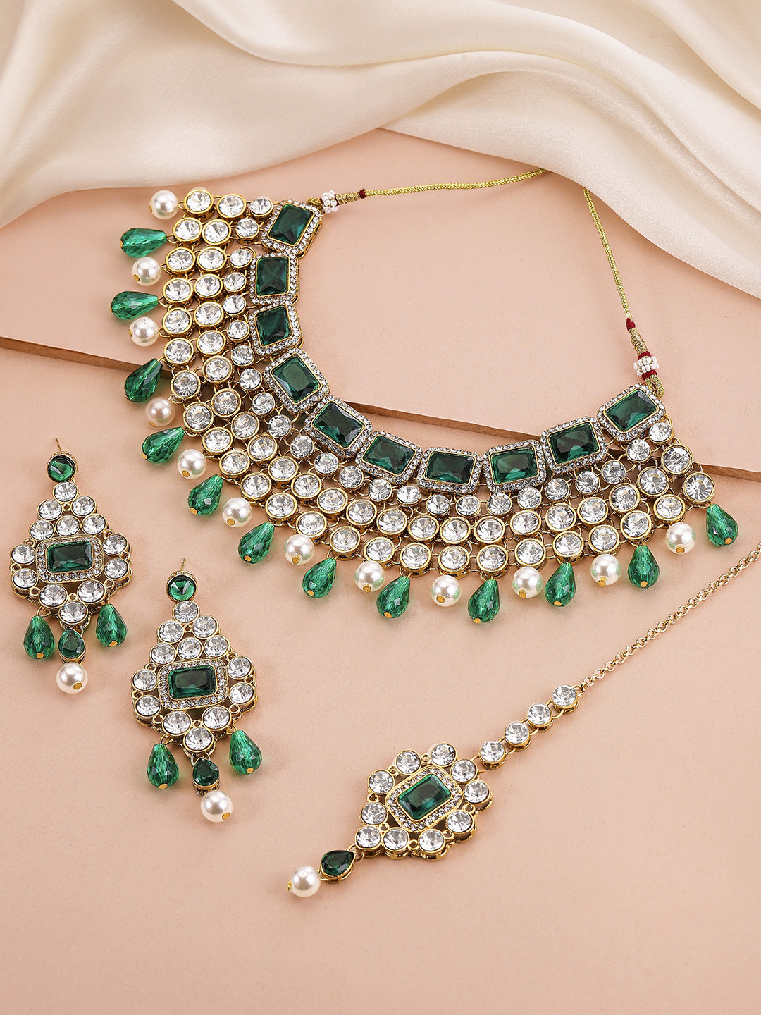 Peora Gold-Plated Crystals Jewellery Set