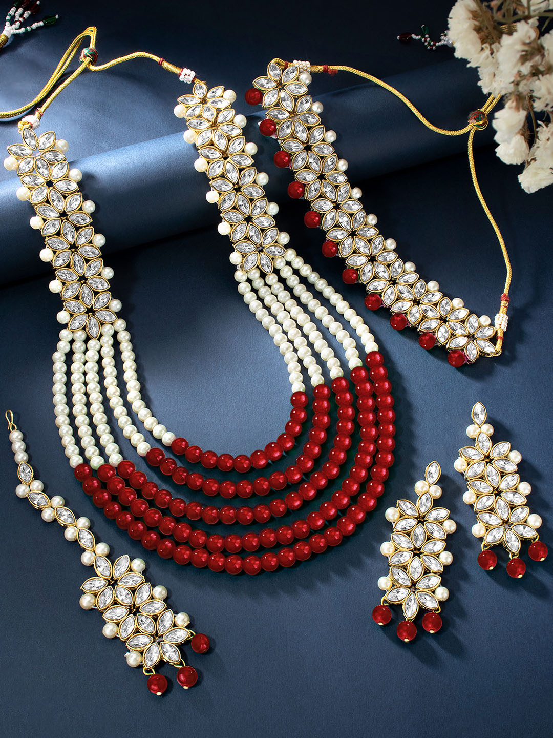 Peora Gold-Plated Kundan Jewellery Set