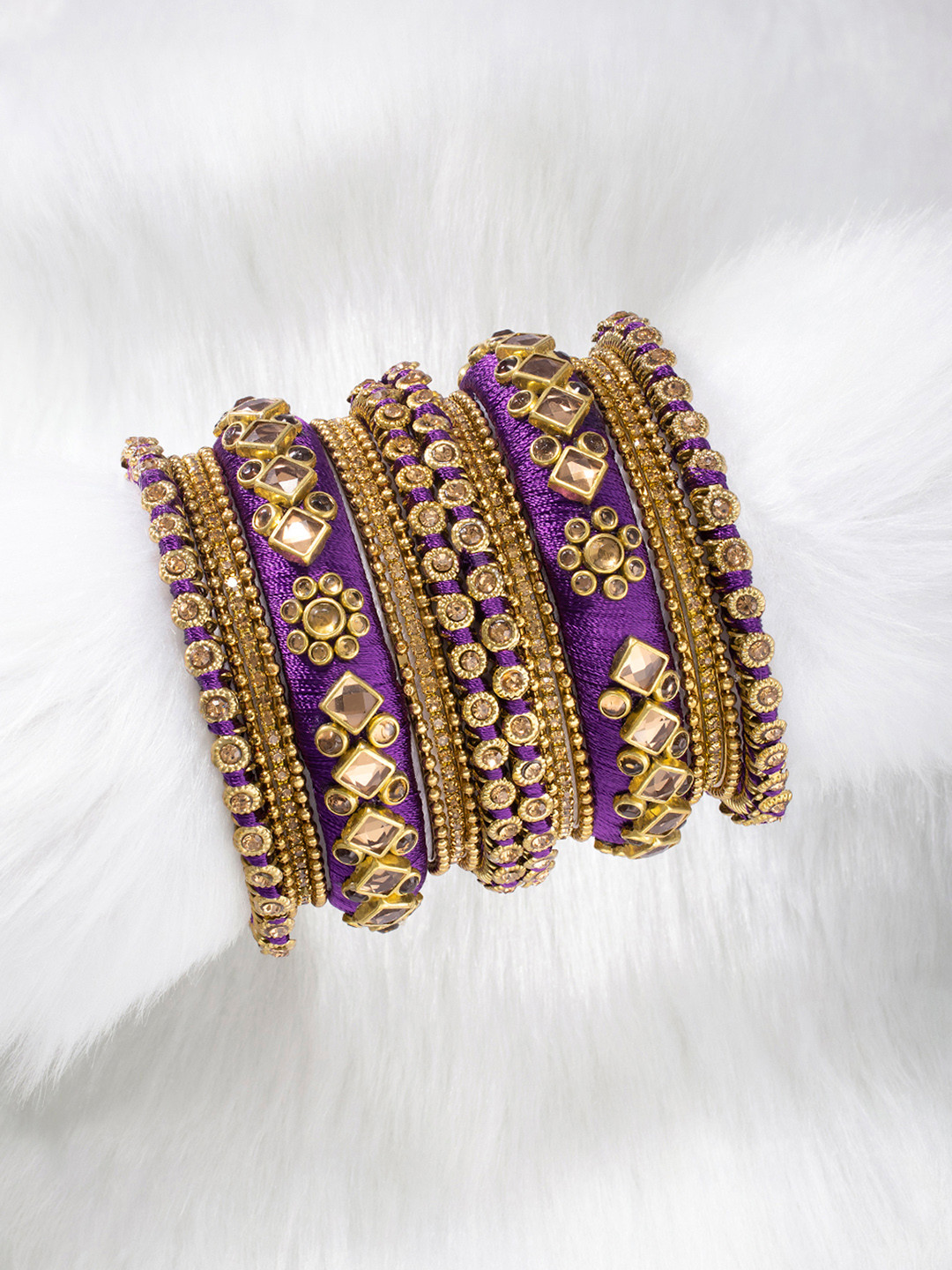 Peora Gold-Plated Kundan Bangle Set