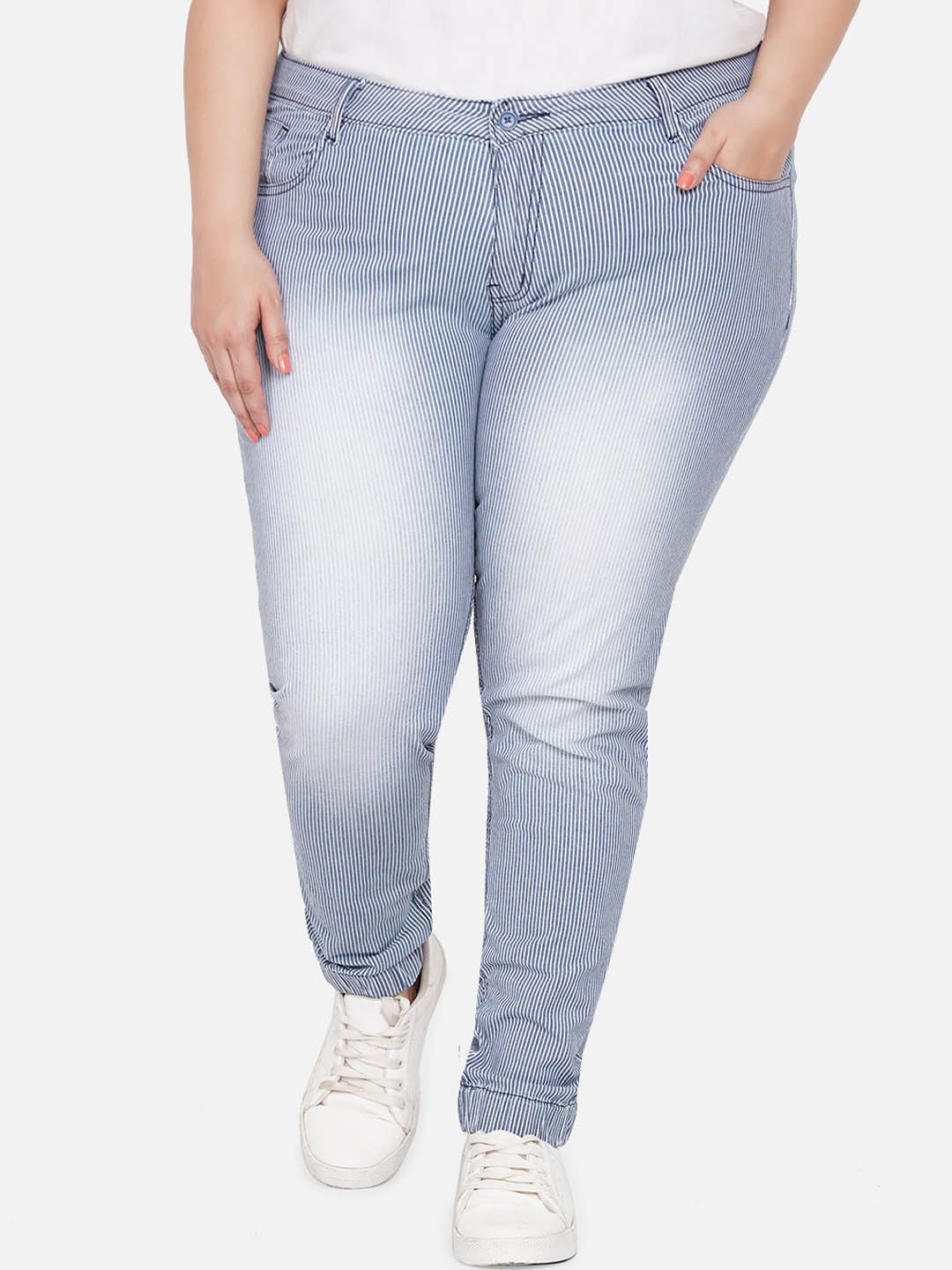Kiaahvi by JOHN PRIDE Women Plus Size Skinny Fit Heavy Fade Printed Cotton Jeans