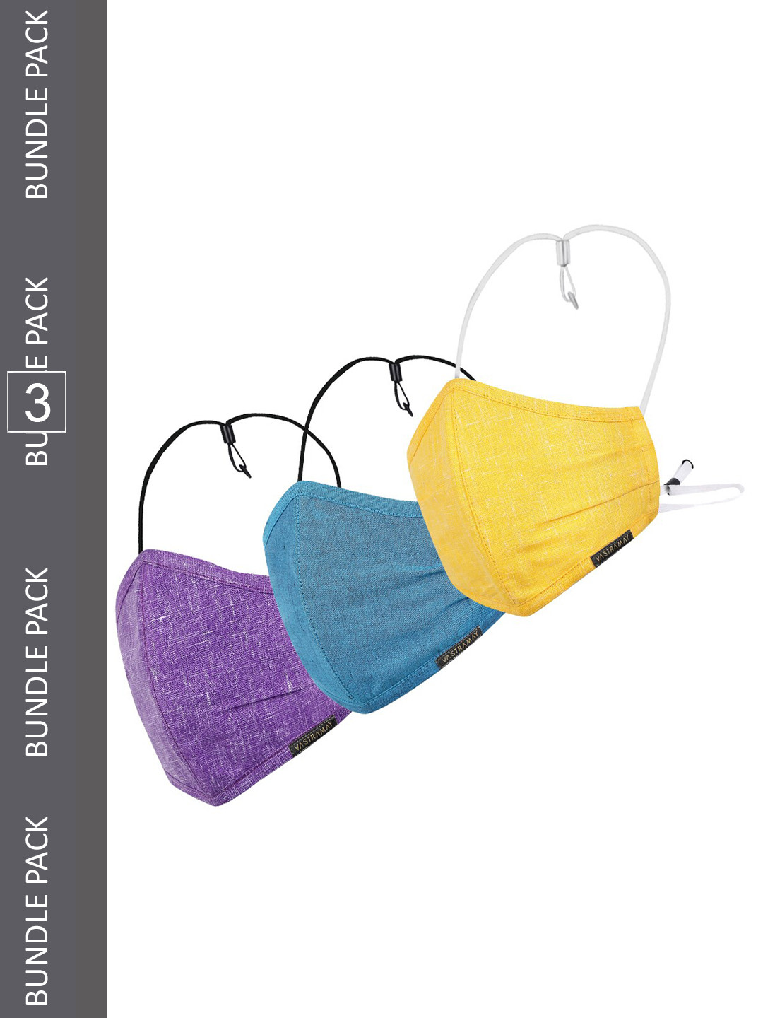 VASTRAMAY Set Of 3 Cotton Linen Outdoor Cloth Masks