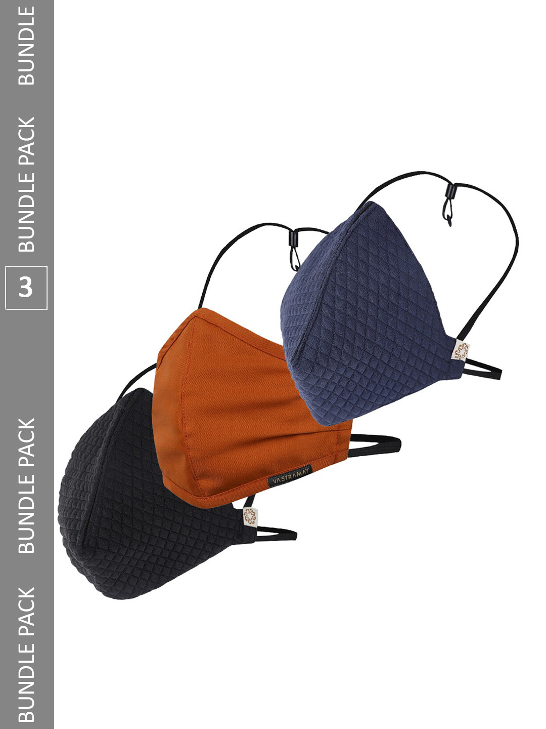 VASTRAMAY Pack Of 3 Self Design Reusable 3-Ply Anti-Pollution Outdoor Masks