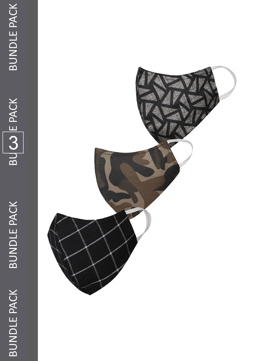 VASTRAMAY Pack of 3 Printed Reusable 3-Ply Protective Outdoor Cloth Face Masks