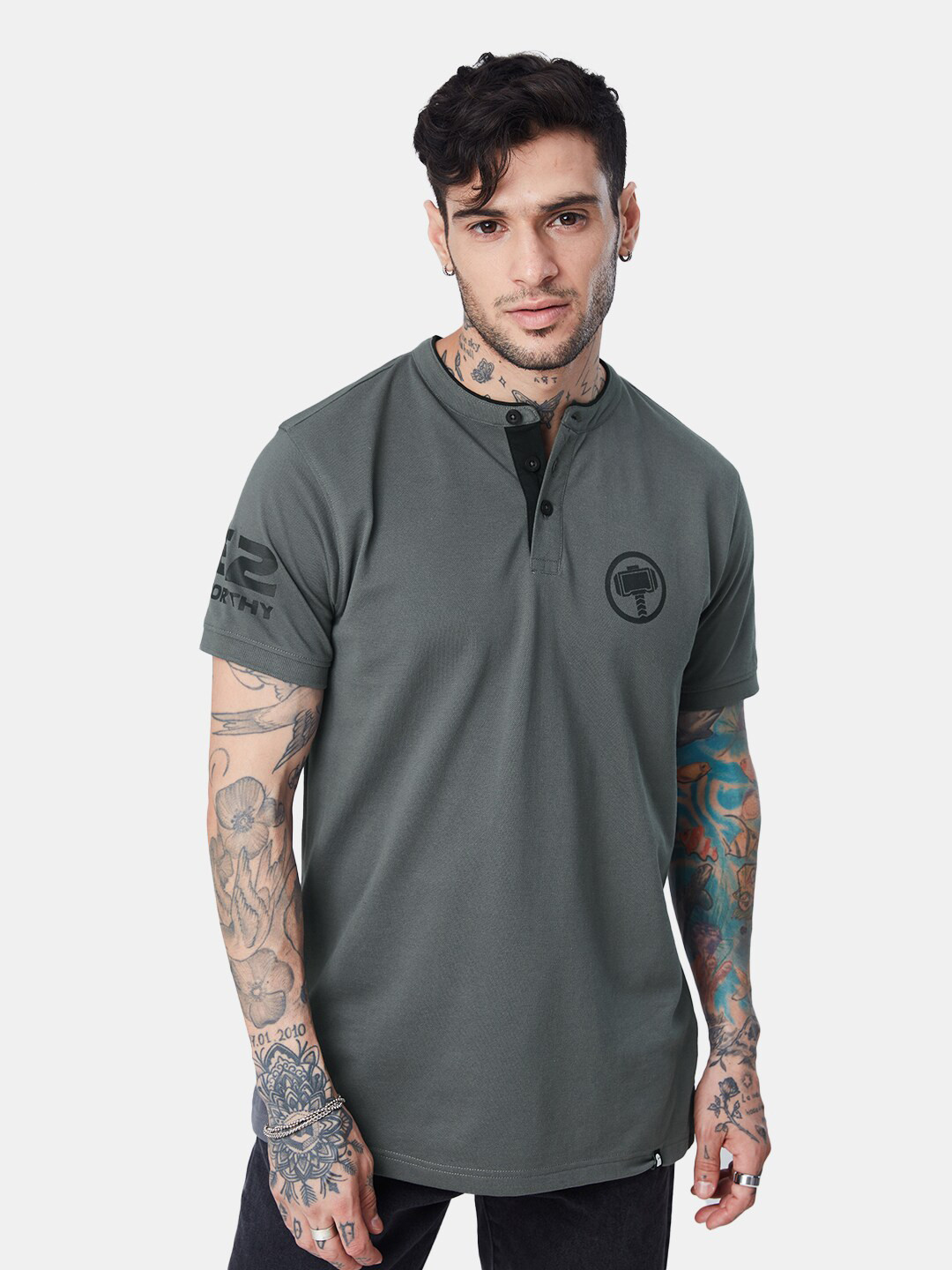 The Souled Store Men Henley Neck T-shirt