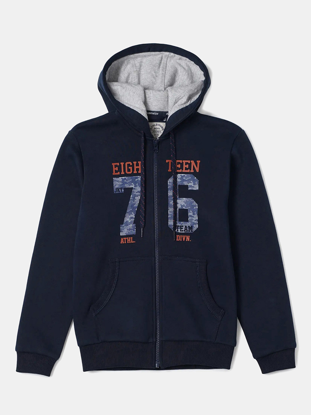 Jockey Boy Super Combed Cotton Printed Hoodie Jacket With Convenient Side Pockets-AB37