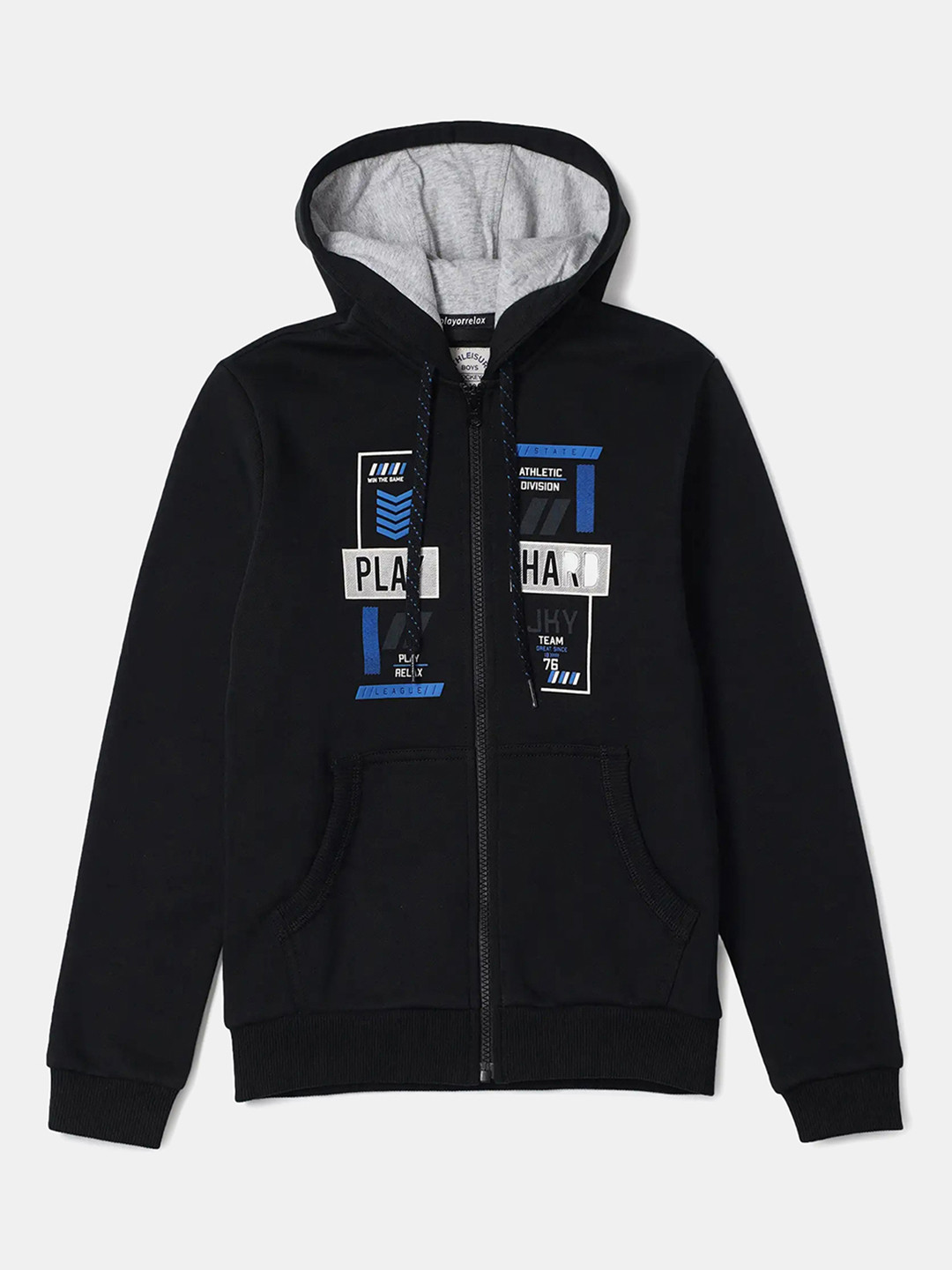 Jockey Boy Super Combed Cotton Printed Hoodie Jacket With Convenient Side Pockets-AB37