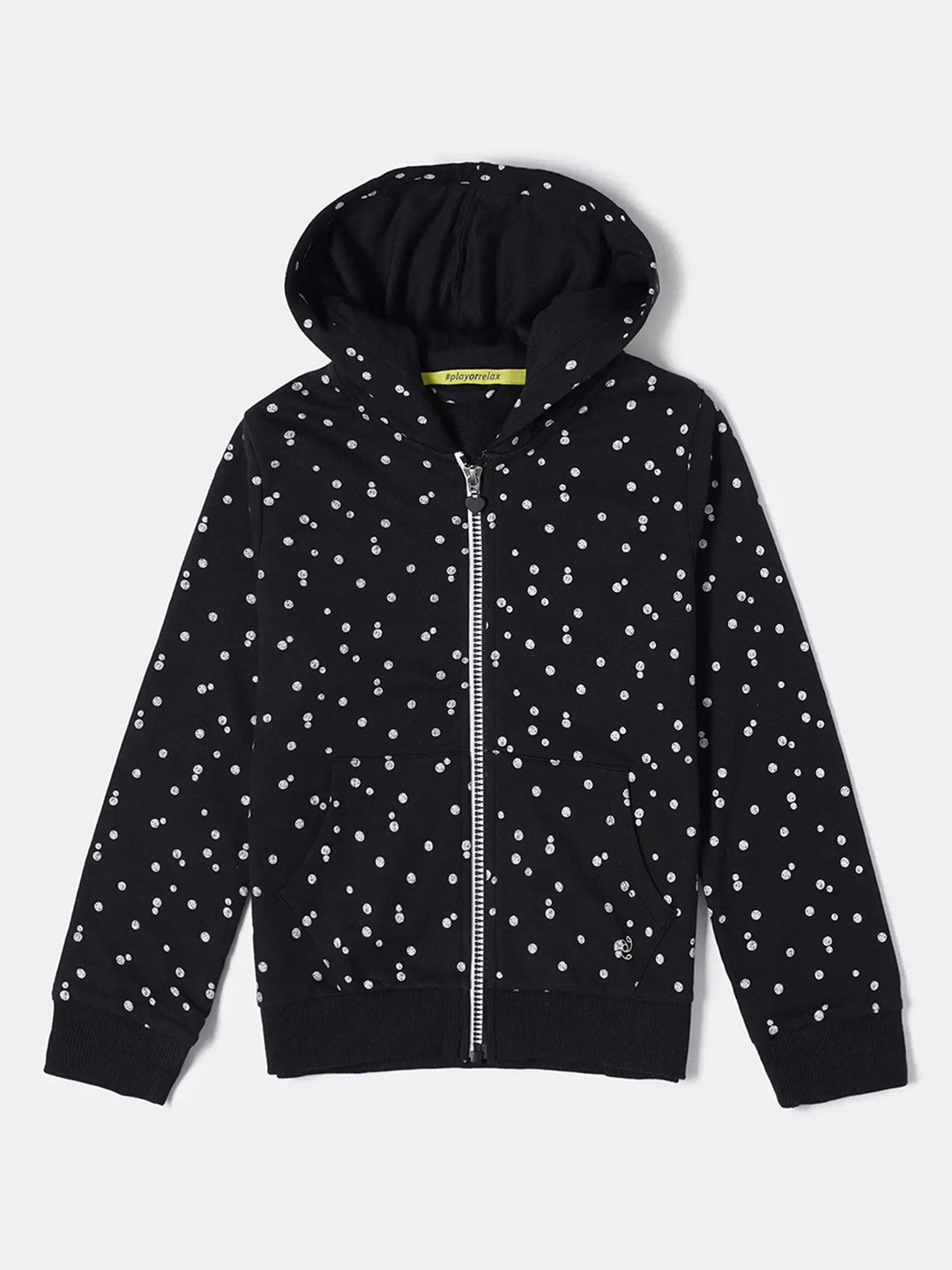 Jockey Girls Super Combed Cotton Printed Relaxed Fit Full Sleeve Hoodie Jacket-AG69